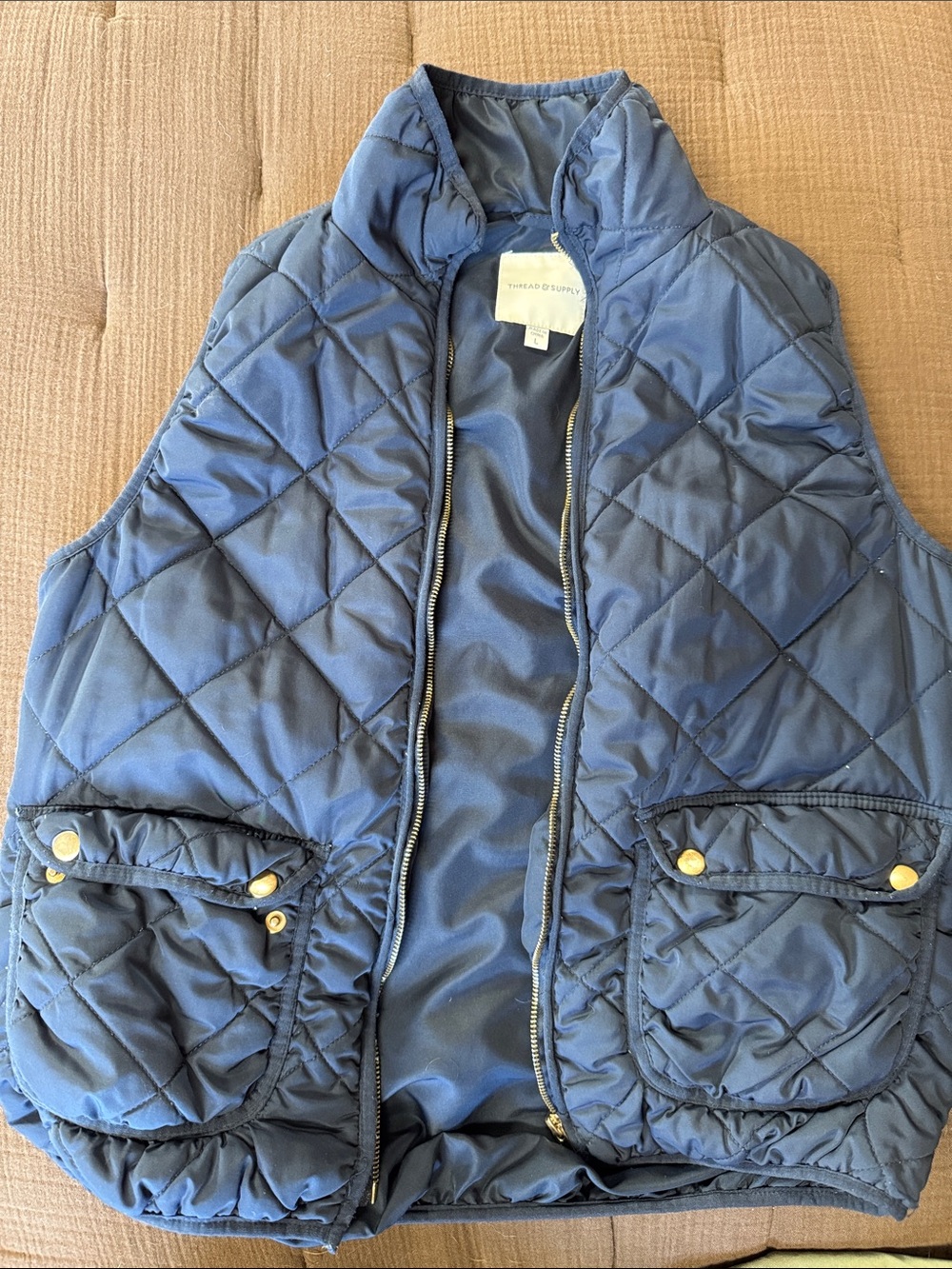 Thread & Supply Quilted Navy Blue Puffer Vest